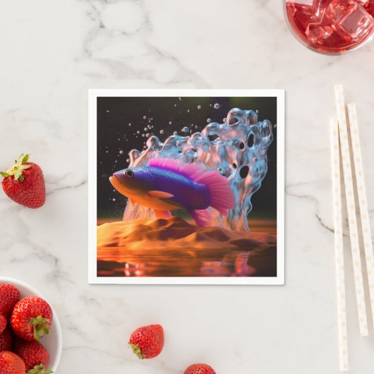 Serviette En Papier Poisson Artsy (En situation)