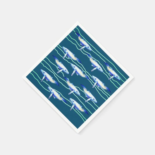 Serviette En Papier Poisson Baleine Animaux Art Design Napkins (Coin)