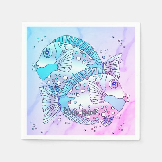 Serviette En Papier Poisson bleu (Devant)