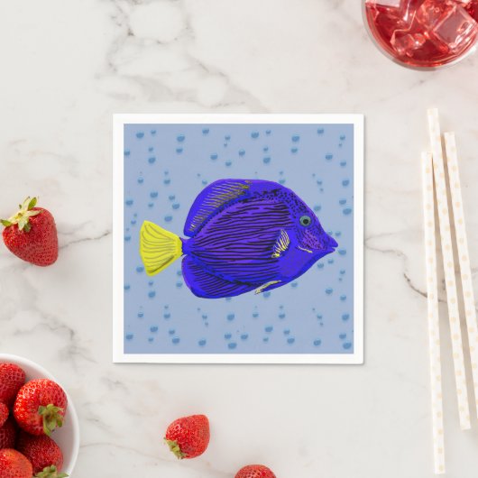 Serviette En Papier Poisson bleu (En situation)