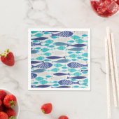 Serviette En Papier Poisson bleu (En situation)