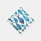 Serviette En Papier Poisson bleu océan | Fête de plage côtière nautiqu (Coin)