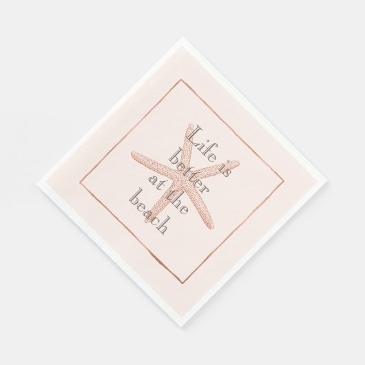 Serviette En Papier Poisson Blush Orange Plage Starfish (Coin)