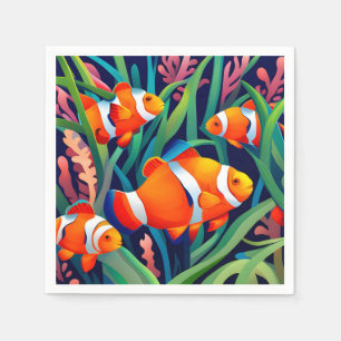 Serviette En Papier Poisson Clown Dans Les Algues