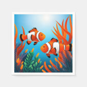Serviette En Papier Poisson Clown Dans Les Algues (Devant)