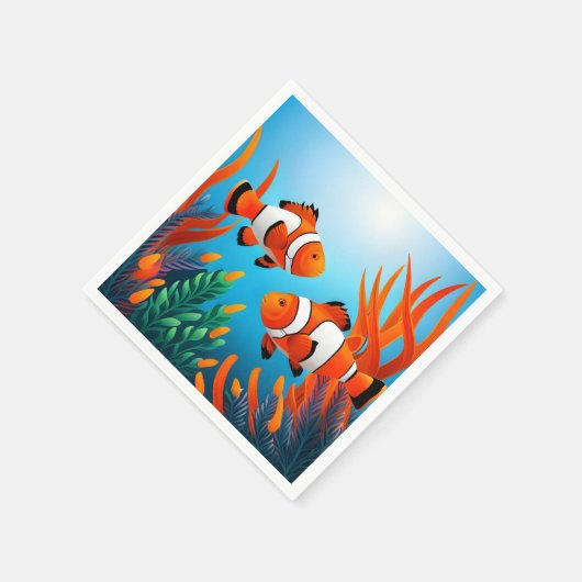 Serviette En Papier Poisson Clown Dans Les Algues (Coin)