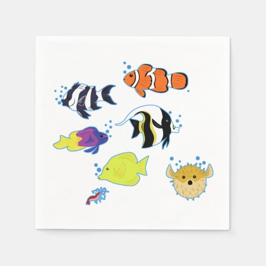 Serviette En Papier Poisson clown et amis (Devant)