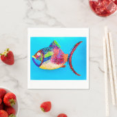 Serviette En Papier Poisson Cocktail Napkin (En situation)