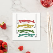 Serviette En Papier Poisson couleur avec crochets de poisson (En situation)