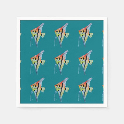 Serviette En Papier Poisson Dessin Papier à cocktail (Devant)