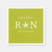 Serviette En Papier Poisson d'étoile au Monogramme vert citron | Maria (Devant)