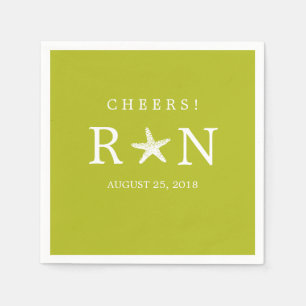 Serviette En Papier Poisson d'étoile au Monogramme vert citron   Maria