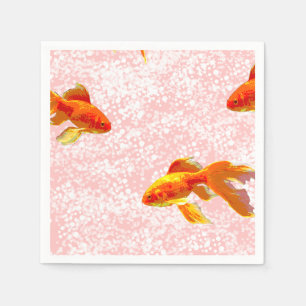 Serviette En Papier Poisson d'or rose motif