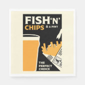 Serviette En Papier Poisson Et Chips Anglais (Devant)