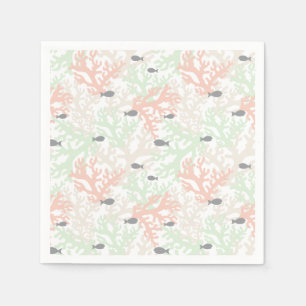 Serviette En Papier Poisson et corail Pastel Papier serviettes
