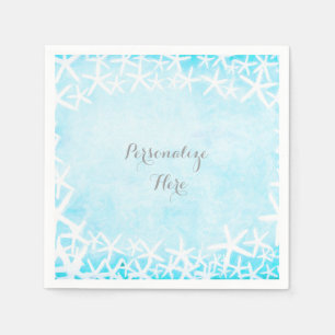 Serviette En Papier Poisson-étoile peint Aqua Blue Custom Party
