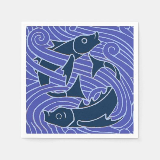 Serviette En Papier Poisson Gras Baignade Océan Bleu Pêche (Devant)