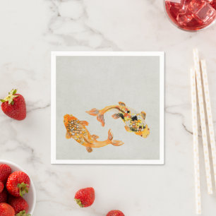 Serviette En Papier Poisson Koi Or élégant