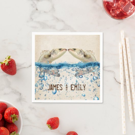 Serviette En Papier Poisson mariage dans l'eau (En situation)