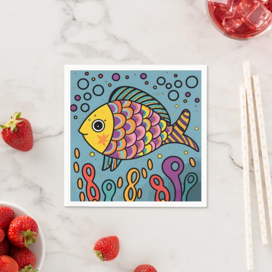 Serviette En Papier poisson mignon (En situation)