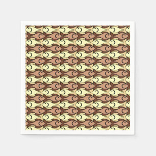 Serviette En Papier Poisson moderne du milieu du siècle, brun et jaune