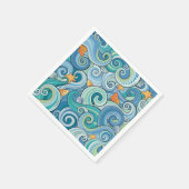 Serviette En Papier Poisson Parmi Le Motif Des Vagues (Coin)