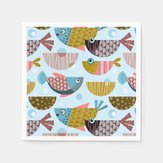 Serviette En Papier Poisson rétro (Devant)