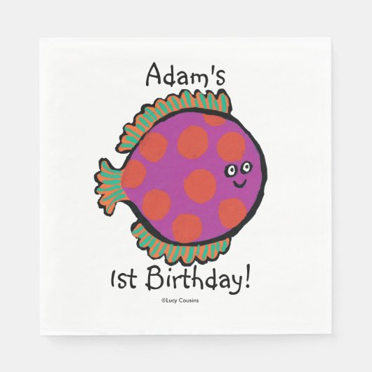 Serviette En Papier Poisson rose et orange Polka-Dot (Devant)