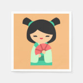 Serviette En Papier Poisson rose Kokeshi Poupées japonaises (Devant)