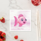Serviette En Papier Poisson rose serviettes (En situation)
