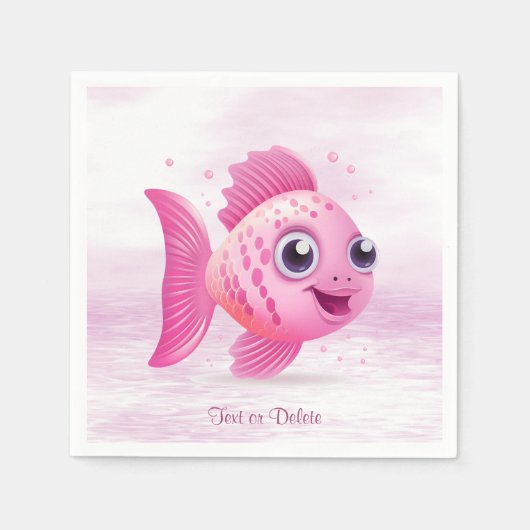 Serviette En Papier Poisson rose serviettes (Devant)