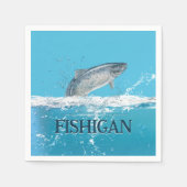 Serviette En Papier Poisson saumon Dans L'Eau Avec Michigan Texte (Devant)