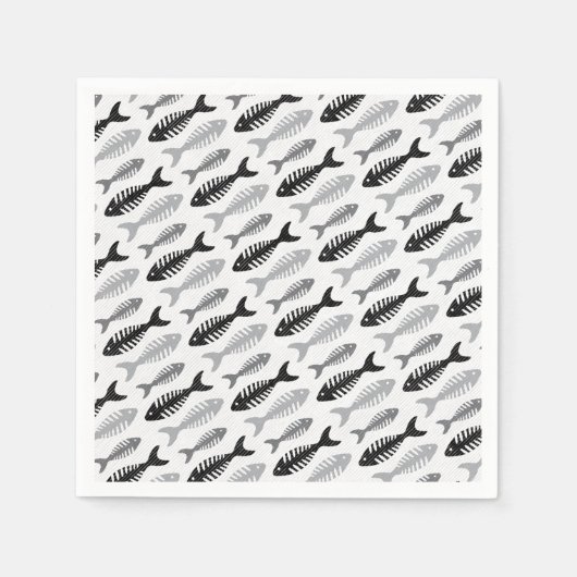 Serviette En Papier Poisson Soupe Retro Motif (Devant)