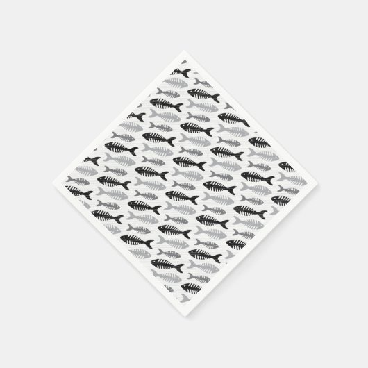 Serviette En Papier Poisson Soupe Retro Motif (Coin)