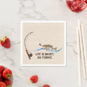 Serviette En Papier Poisson Sur Poteau De Pêche (En situation)