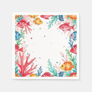 Serviette En Papier Poisson tropical vibrant Corail Océan Océan colo