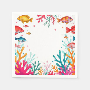 Serviette En Papier Poisson tropical vibrant Corail Océan Océan colo