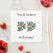 Serviette En Papier Poisson vert et orange Twin Fin (En situation)