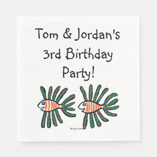 Serviette En Papier Poisson vert et orange Twin Fin