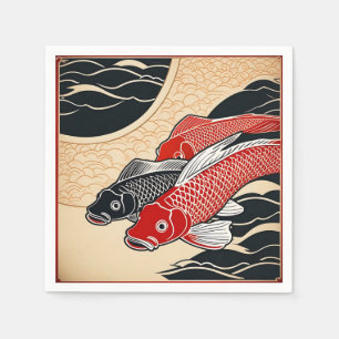 Serviette En Papier Poisson vintage japonais Koi