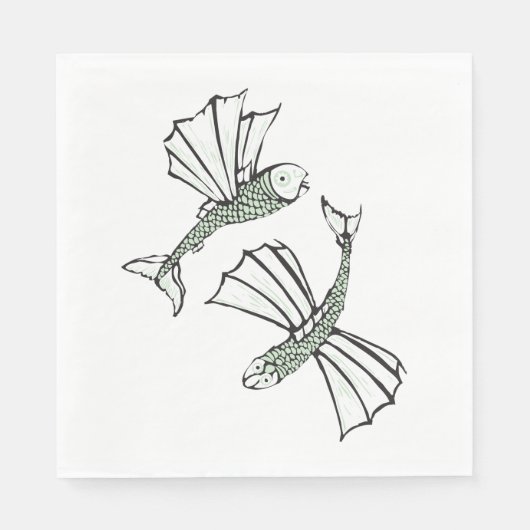 Serviette En Papier Poisson volant Main Tirée Océan Créature (Devant)