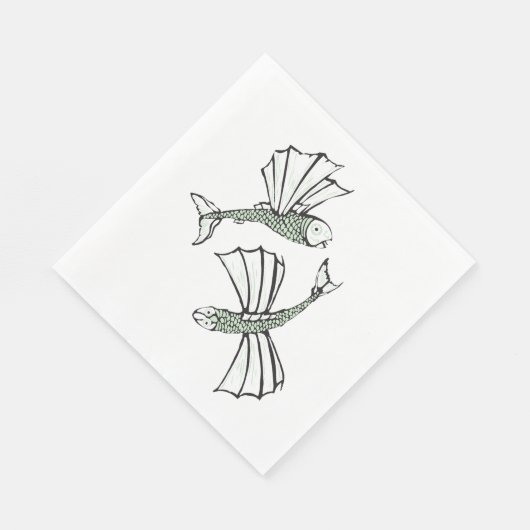 Serviette En Papier Poisson volant Main Tirée Océan Créature (Coin)