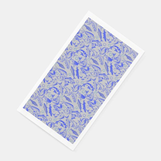 Serviette En Papier Poissons bleu motif 10.b Lgrey BG (Coin)