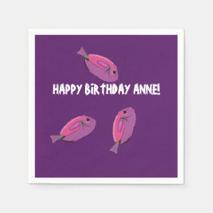 Serviette En Papier Poissons roses Nom personnalisé serviettes Anniver