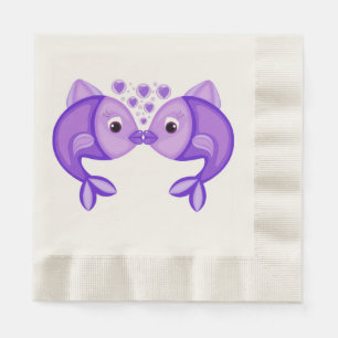 SERVIETTE EN PAPIER POISSONS S'EMBRASSANT