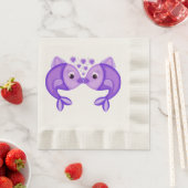SERVIETTE EN PAPIER POISSONS S'EMBRASSANT (En situation)