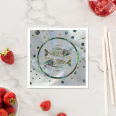 Serviette En Papier Poissons Zodiac or Abalone sur Constellation (En situation)