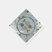 Serviette En Papier Poissons Zodiac or Abalone sur Constellation (Coin)