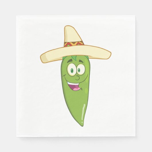 Serviette En Papier Poivre au chili vert souriant (Devant)