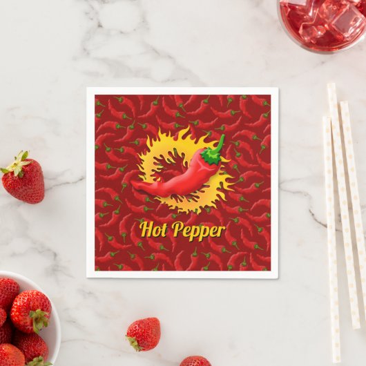Serviette En Papier Poivron avec serviettes en flammes (En situation)